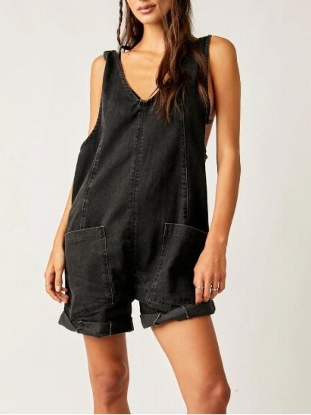 Free People We The Free High Roller Shortall Medium Black
